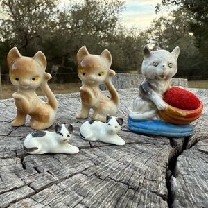 Vintage Ceramic Miniature Cat Figurines Set